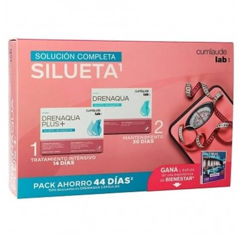 Cumlaude Lab Pack Drenaqua Integratore alimentare diuretico 30 capsule e Drenaqua Plus+ 14 Sticks Aiuta lo scarico e la ritenzione di liquidi con tè verde, prebiotici, magnesio e vitamine