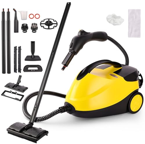 2000W Tragbarer Dampfreiniger Boden mit 1600-ml-Tank, Dampfdruck 4 bar, 16 Zubehörteile, Hochdruck Dampfreiniger für Fenster, Fliesen, Auto Innenreinigung, Bad, Möbel, Sofa, Boden,Polster