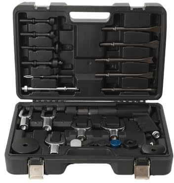 Powerful Pneumatic Hammer Kit Vibration Air Chisel Hammer Tool Set for Auto Sheet Metal Hammering Tires Cleaning Welding Slag Deburring Large Castings, 2100BPM 90psi 1/4 Inlet 3/8 Air Hose