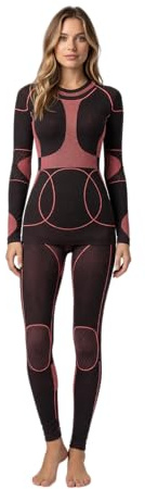 icefeld Thermounterwäsche-Set Damen, Funktionsunterwäsche Skiunterwäsche Seamless (nahtfrei): langärmliges Oberteil + Lange Unterhose (ÖkoTex100)