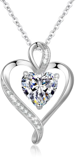 LAVUMO Halskette Damen Silber Herzkette Herzanhänger Schmuck Geschenke | Echt Silber 925 Messing Kette Geschenke für Frauen Freundin zum Geburtstag Jahrestag Hochzeitstag Valentinstag Weihnachten