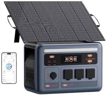 OSCAL 1800W Centrale Elettrica Portatile con Pannello Solare da 100W | 1024Wh Generatore Solare, Batteria LiFePO4, 25% Più Piccolo, APP, Portable Power Station per Campeggio, Camper, Casa