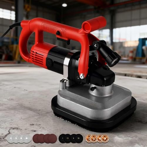 Levigatrice e lucidatrice per pavimenti 3600w, Macchina lucidatrice elettrica per smerigliatrice per pavimenti, Set di smerigliatrici per calcestruzzo, 6 velocità regolabile, con luce a led, 600-3000