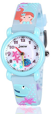 Kids Waterproof Watch, 3D Lovely Cartoon Watch for Girl and Boy-The Best Gift, Mermaid Blue, Japanese