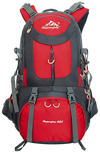 BOZEVON Outdoor Trekkingrucksacke - Reiserucksack Wanderrucksack Sport Radfahren Klettern Rucksack Herren Damen, rot, 50L
