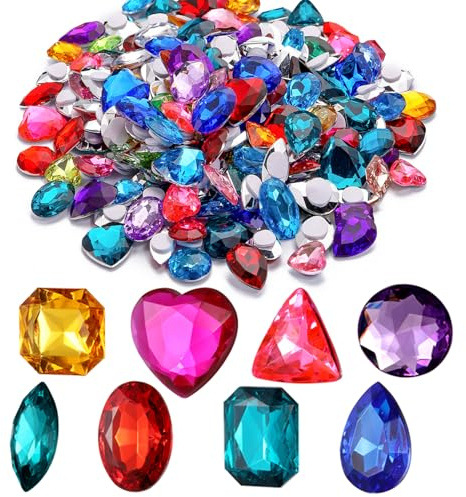 Selbstklebende Schmucksteine, Jumbo-Aufkleber, verschiedene Formen und Farben, Strass-Aufkleber für Kunst und Handwerk, 110 Stück