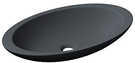 Mai & Mai Lavabo da Appoggio 59,3x35,1x10,7cm, Lavandino Bagno Ovale Colossum802 Lavabo da Minerale Fuso, Antracite Opaco