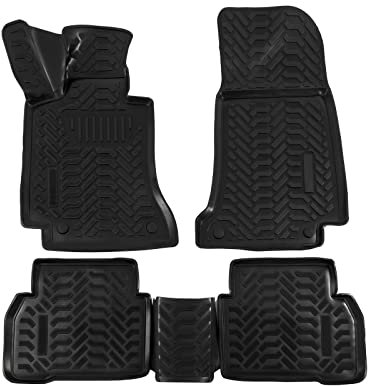 J&J AUTOMOTIVE | 3D Automatten Gummi Matten Gummifußmatten TPE Passend Für C-Klasse W205 / S205 2015-2021, Anti-Rutsch, Allwetter, 4Tlg, Hohes Rand