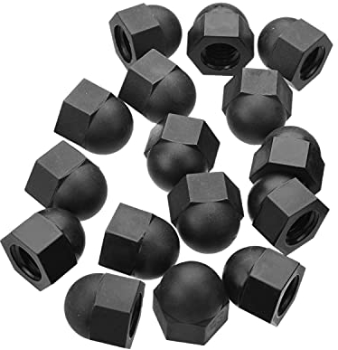 MroMax Acorn Sechskant-Hutmuttern M8 aus Nylon, dekorative Hutmutter für Schrauben, Bolzen, Schwarz, 20 Stück