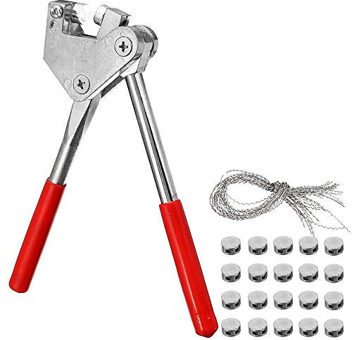 SENRISE Pince à sceller de sécurité pour isolation de plomb jusqu'à 10 mm de diamètre (1 pince d'étanchéité, 20 anneaux d'étanchéité et 20 fils d'étanchéité)