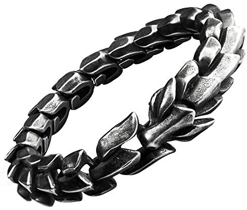 ForFox Pulsera de eslabones de Dragon Chino de Acero Inoxidable Titanio joyería Punk para Hombre 15mm 19/22cm