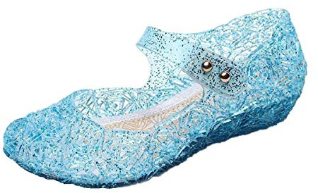 YOUKD Princesse Cosplay Chaussures pour Filles Cristal Sandales Gelée Chaussures pour Halloween Fête D'anniversaire Carnaval Bleu EU26