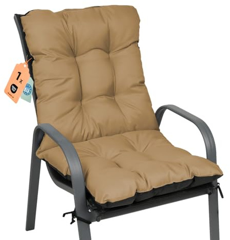 SuperKissen24. Coussin Dossier pour Chaise Longue, Siège, Banc de Jardin, Canapé - 96x48 cm - Bain de Soleil - Intérieur/Extérieur – imperméable - Beige