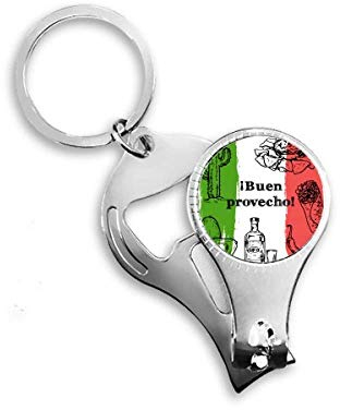 Messico Sketch Cuisine Flag Round Cactus Nail Nipper Ring Portachiavi Apribottiglie Clipper