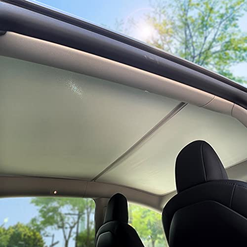 TESBEAUTY Verbesserter Tesla Model Y Sonnenschirm UV-Blocker Kein Durchhängen Kühles Material Tesla Camping Sichtschutz Vorhänge Sichtschutz Camping Sonnenschirm Sonnenschutz