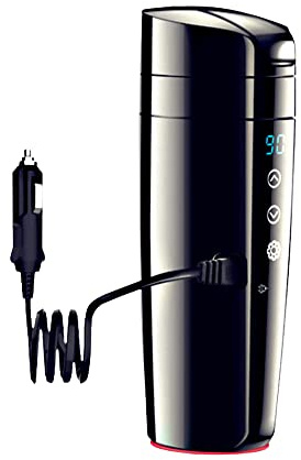 Baceyong 12V 350ML Portable Travel Electric Cup, 12V 80W Electric Kettles, Compact Travel Car Electric Water Cup, with 304 Stainless Steel Liner, One Key Operation, for Hot Water Coffee Tea