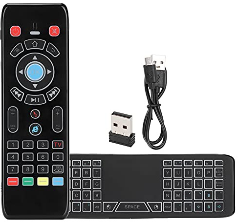 Sxhlseller Kabellose Fernbedienung mit Touchpad-Funktion, Beleuchtete Air-Fernbedienungsmaus, Multifunktionale Wiederaufladbare Tastaturmaus, IR-Lernfernbedienung Fly Air-Maus für PC ＆ Smart TV