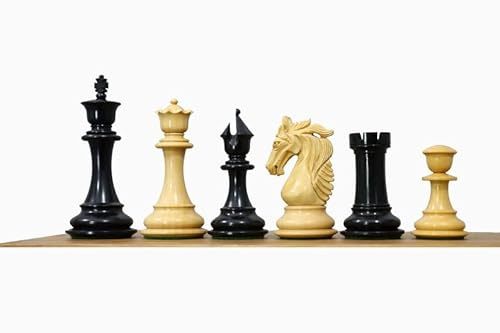 The Persian Knight Luxus-Schachfiguren aus Ebenholz und natürlichem Buchsbaumholz mit 2 extra Königinnen, 11,2 cm King Triple Weighted Chess Set