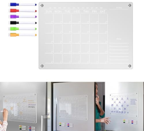 Magnetische Kühlschrank-Kalendertafel aus Acryl, magnetischer Kühlschrankkalender, für Kühlschrank-Planungstafel für Kühlschrank (A4)