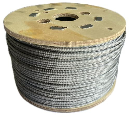 Galvanised Steel Wire Rope Metal Cable 6x19 Contruction 100m Reel 3mm 5mm 6mm 8mm Diameter (100M (5mm DIameter))