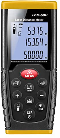 KOZWAY Instrument de Mesure d'arpentage LDM-50H 164.2ft 50m télémètre Laser extérieur Mesure à la lumière du Soleil, Mode pythagoricien, Surface et Volume