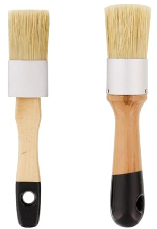 JIHUOO Lot de 2 pinceaux de Peinture à la Craie et à la Cire pour Meubles, Poils naturels, pinceaux d'artiste, pinceaux de Peinture d'armoire, pochoirs de Peinture pour Meubles