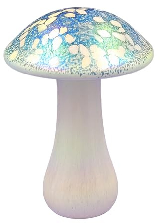 Mushroom Home Decor Ornament Iridescent Art Glass Display Glassware Colour Choice (Blue)