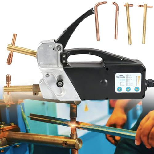 YANGYMM Saldatrice a Punti a Doppio Lato, Saldatrice a Punti Elettrica Portatile 220 V - Saldatrice a Punti Portatile per Riparazione di Acciaio Dolce - Utensile per Lamiera da 2,0 + 2,0 Mm