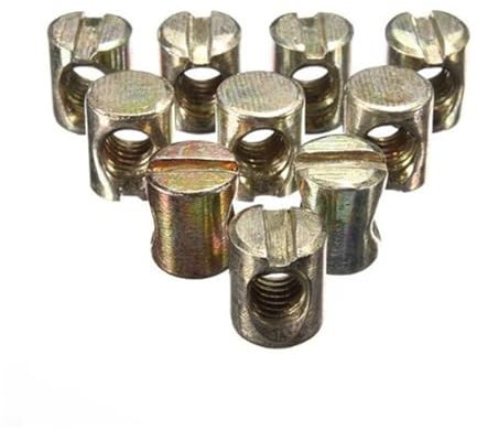 10 bulloni M6 a barilotto, con tassello a croce, dado for mobili, for letti, culle, sedie
