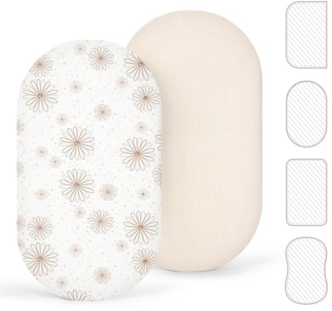 lulumoon Spannbettlaken Kinderwagen 40x90 Musselin: 100% Baumwolle | Bettlaken beistellbett weich und atmungsaktiv - Matratzenbezug mit Gummizug rutschfest - Geeignet für Babybetten Stubenwagen