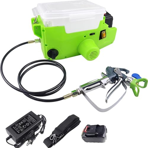 HENGCMM Pistola de Pintura Profesional, Pistola Pintura Electrica de 500W, pulverizador de Pintura airless para Paredes y Techos, Vallas, 6 velocidades, con Manguera de 1,5 m,1Battery