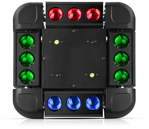 Lumières de scène, lumières Disco à têtes Mobiles, 16 lumières à Effet de Faisceau, lumière de fête, lumière stroboscopique activée par Le Son, lumières Musicales LED RVB par contrôle DMX pour Danse