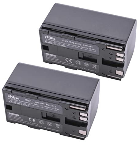 vhbw 2X Batterie Remplacement pour Canon BP-975, BP-955, BP-925, BP-950G pour caméra vidéo caméscope (3600mAh, 7,4V, Li-ION)
