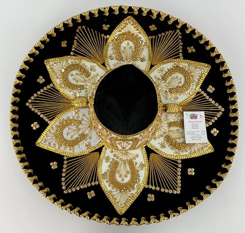 Sombrero Mariachi Hut in schwarz und gold Farbkombianation aus Mexiko in L Größe