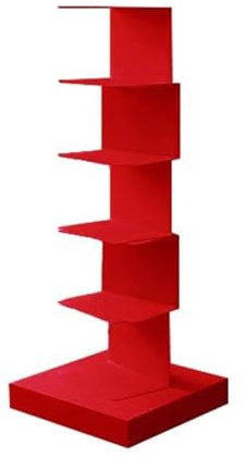 Bücherregale Unsichtbares Bodenstehendes Bücherregal Aus Metall, Robuster Bücherturm Mit Buchrücken, Vertikales Eck-Bücherregal Mit Großer Kapazität, Für Wohnzimmer, Schlafzimmer, Arbeitszimmer(Red,5