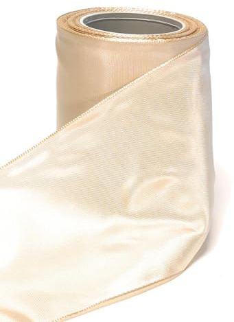 Schleifenband 10m x 100mm Creme Beige Dekoband Geschenkband Tischband Taft [D2120]
