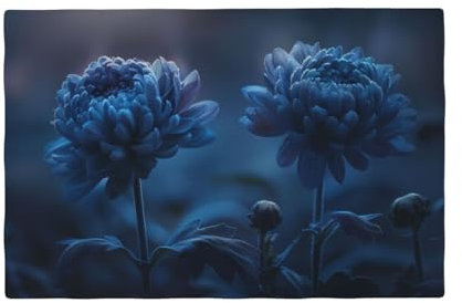Blaue Chrysanthemen-Blumenmuster-Platzsets, für Küche, Hotel, Party und Urlaub, Tischdekoration, 45,7 x 30,5 cm, 6 Stück