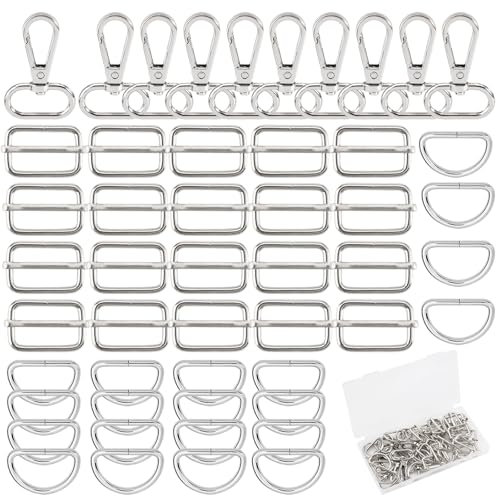 GHLAECM 50 Stück Taschenzubehör zum Nähen – Taschenzubehör Schnallen Metall, Karabinerhaken für Taschen, D-Ringe & Karabinerhaken, ideal für Taschenriemen, Hundeleinen und Schlüsselanhänger (25mm)
