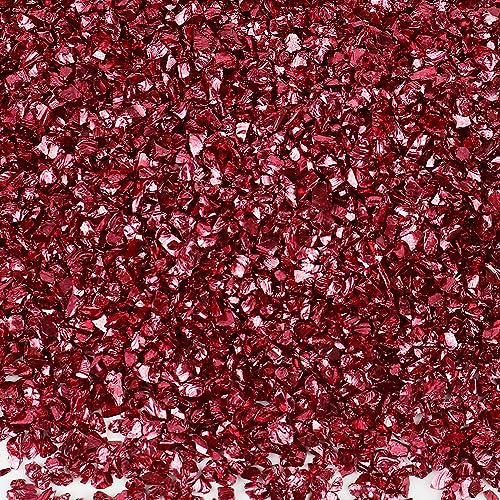 Anevous 20g Crushed Glass Chips, 1-2mm Unregelmäßiges Glitzer Glassplitter, Glitterglas Kies, Glasperlen zum Basteln für Nail Art Crafts DIY Vase Epoxidharz Schmuck Making Heimdekoration,Rot