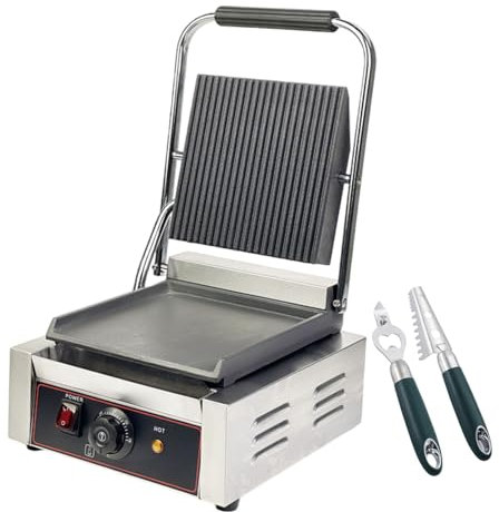 forplubossmmp Prensa para Sándwich Eléctrica De 1800W, Sandwichera Y Prensa para Pan con Placa Ranurada Y Lisa, Parrilla De Placa De Un Solo Cabezal (con Descamador De Pescado Y Sacacorchos),Smooth