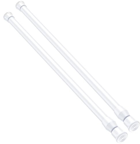 Zipglo 2 Stück Ausziehbare Gardinenstange ohne Bohren, Weiß,Länge 40 bis 70 cm, Ø13mm Teleskopstange, Für Fenster, Kleinere Schränke, Küche und Badezimmer, Klemmstange zur Anbringung von Gardinen