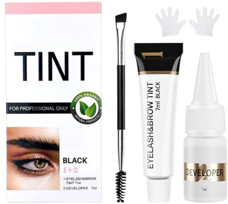 Lash Color Kit Eyelash and Eyebrow Color Set Black with Natural Effects Waterproof Brow Color with Gentle Ingredients Easy to Use for Salon & Home 7ml