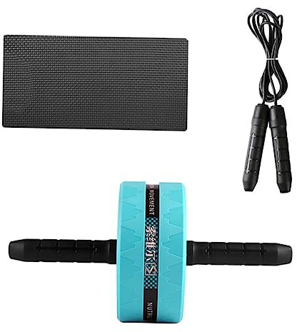 Sosoport 1satz Fitness Rad Mit Kniepolster Und Sprungseil Für Stabiler Bauchroller Blau Schwarz Für Effektives Bauchmuskeltraining Und Fitnessübungen Zu Hause