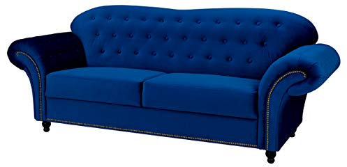 Sofagarnitur aus französischem Samt Lyon Chesterfield-Stil, 3- und 2-Sitzer-Sofa-Set in Blau, Silber, Grau, eleganter Sessel inklusive luxuriöser Wohnzimmermöbel