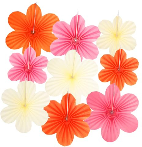 WEKADRIN 9stücke Teiliges Papierblumen Deko in Pastellfarben Mit Papierfächern Zum Aufhängen Vielseitige Partydeko Für Geburtstag Hochzeit Shower Abschlussfeier