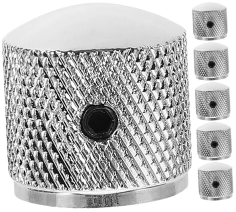 ERINGOGO 6 Stück Metall Gitarrenknöpfe für E-gitarre und Bass Ersatz für Lautstärke und Klangregler Silber Verschraubt