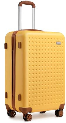 KONO Koffer Trolley Klein Hartschalenkoffer Reisekoffer von ABS Hartschalen Handgepäck mit 4 Spinner-Rollen TSA Schloss,57x38x24 Gelb