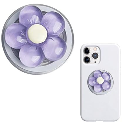 Magnetic Phone Holder Transparent Candy Color Flower Design