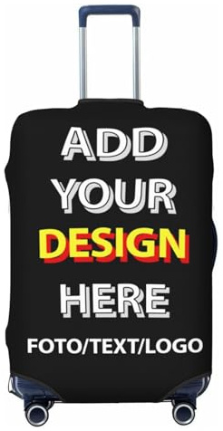 Personalisierte Gepäckabdeckung Kofferüberzug Personalisiert mit Ihrem Foto Text Name Logo Doppelseitig Designs elastische, Waschbare Gepäckabdeckungen für 18-32 inch (Mikroelastisch-L Größe)