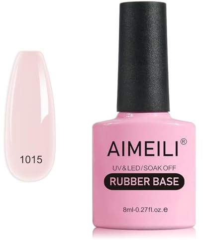 AIMEILI Rubber Base Rinforzo Semipermanente 8ml 5 in 1 Gel Ricostruzione Autolivellante Unghie per Semipermanente Strengthening Nail Polish - 1015